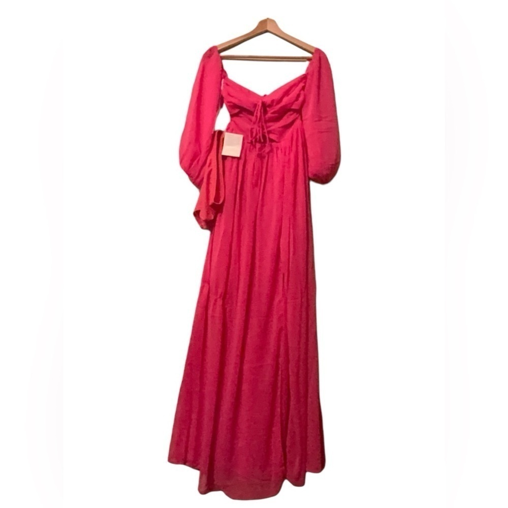 Miss Circle Pink off the Shoulder Maxi Dress
